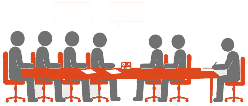 Une séance de CSE : les élus et l'employeur autour de la table, le rédacteur de Sup Rédac à l'extrémité
